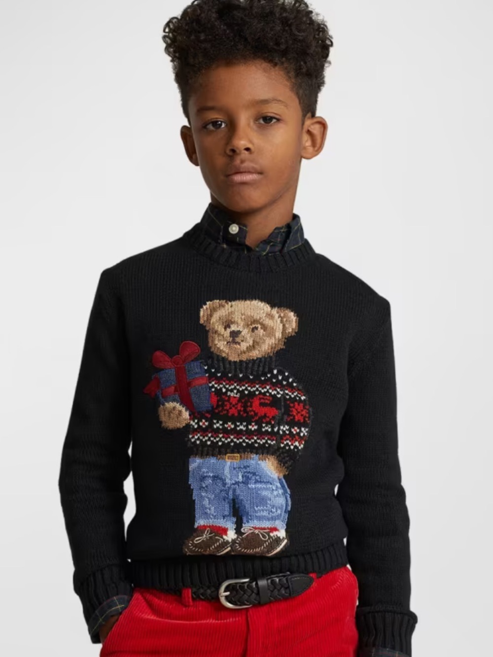 Polo by Ralph Lauren Black Crewneck Sweater with Bear Motif - Picture 1 of 6